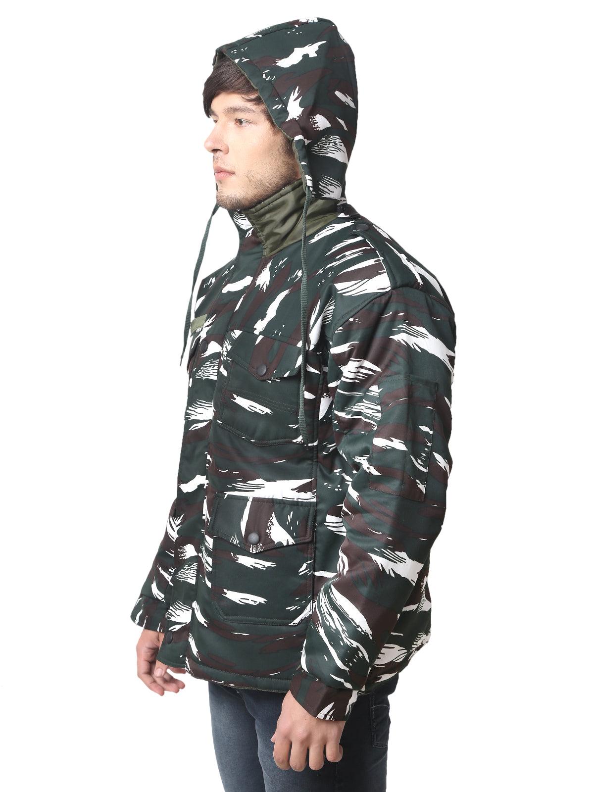 Trendzmy Men Camouflage Quilted Jacket CRPF