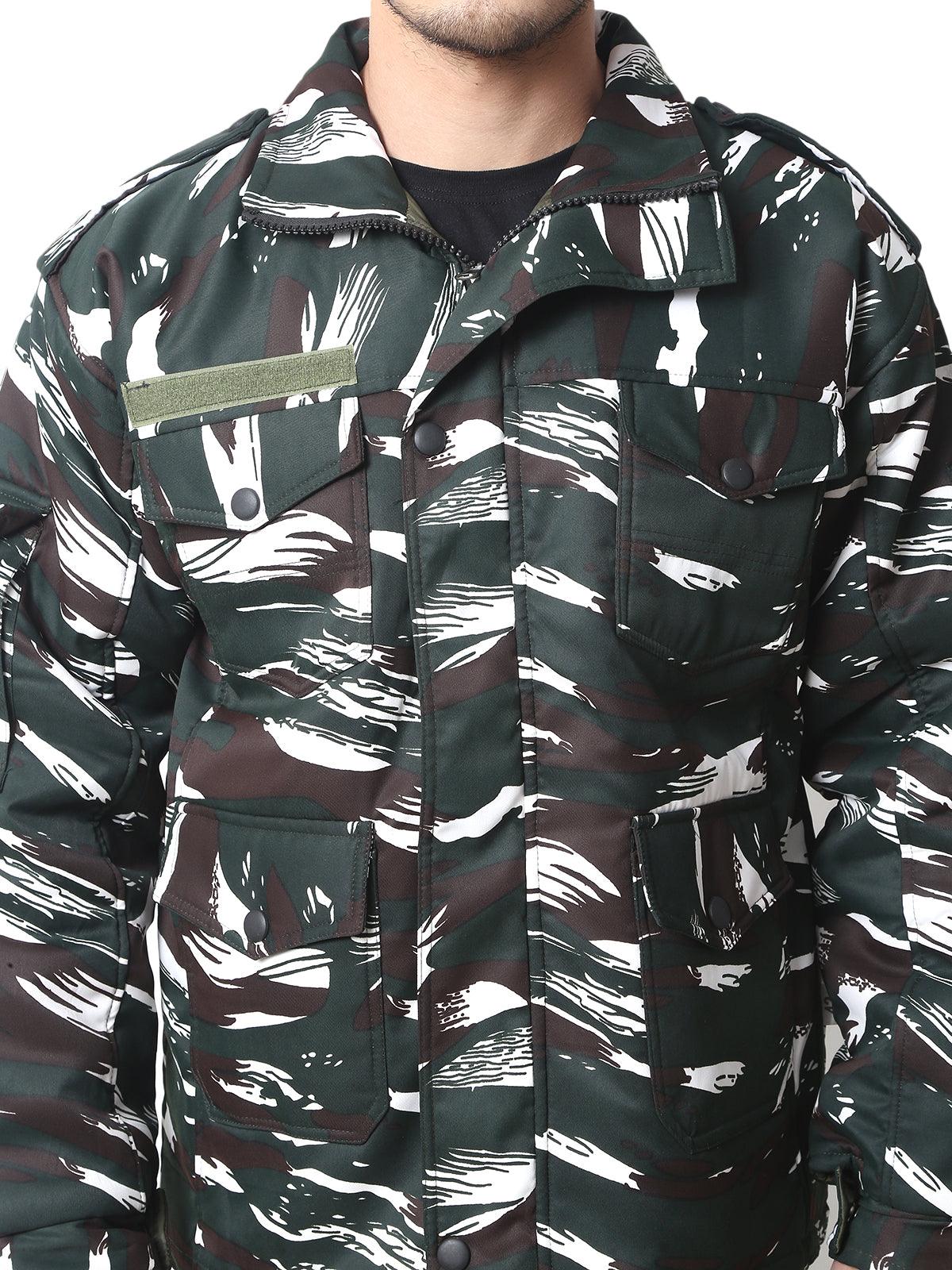 Trendzmy Men Camouflage Quilted Jacket CRPF