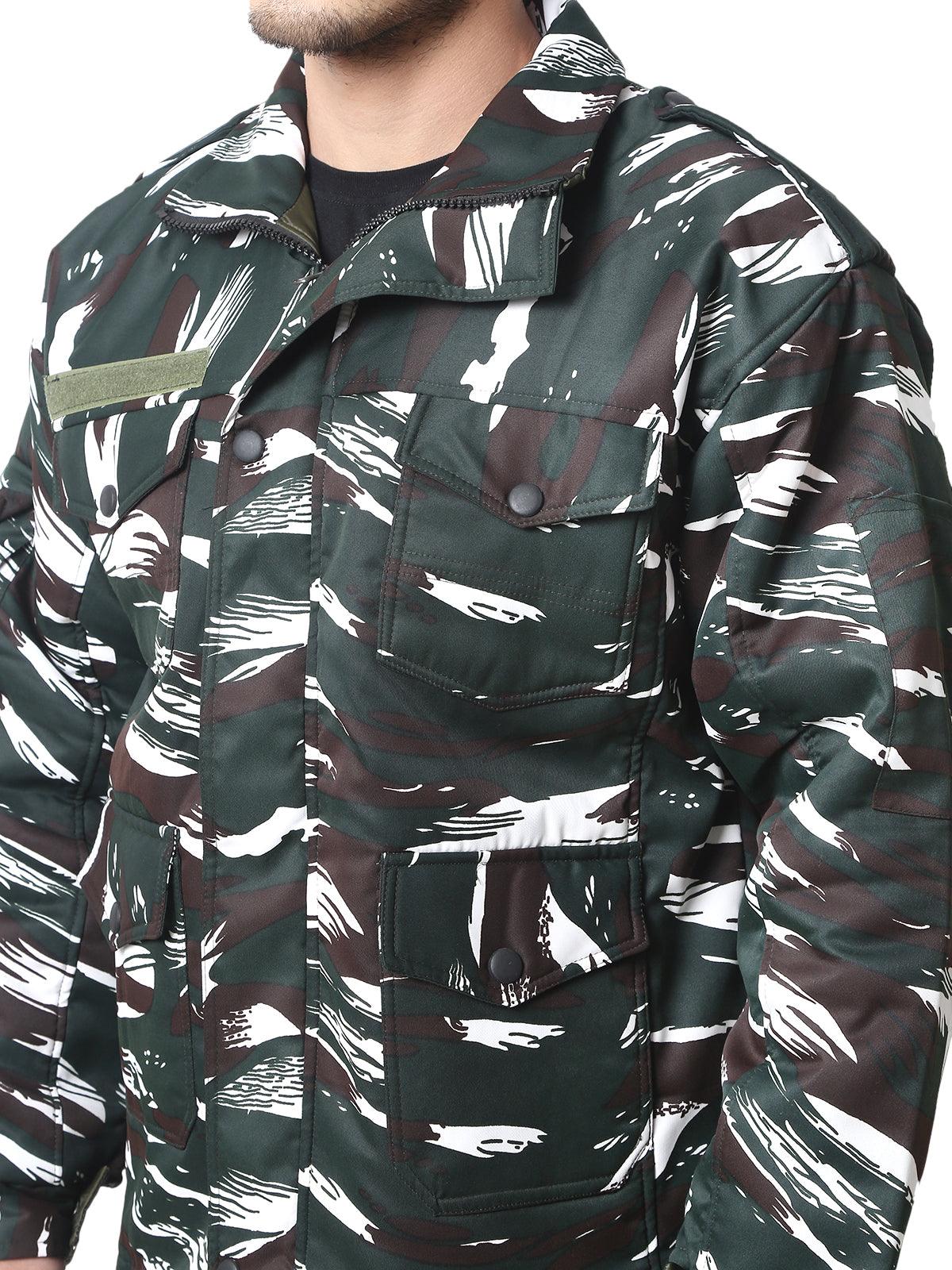 Trendzmy Men Camouflage Quilted Jacket CRPF