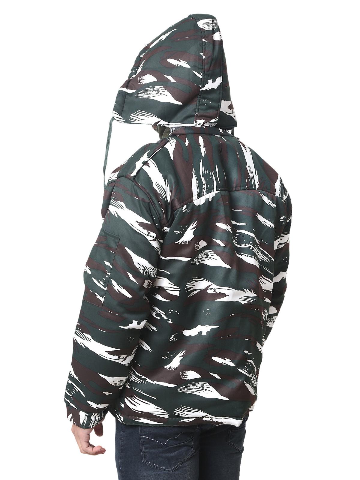 Trendzmy Men Camouflage Quilted Jacket CRPF