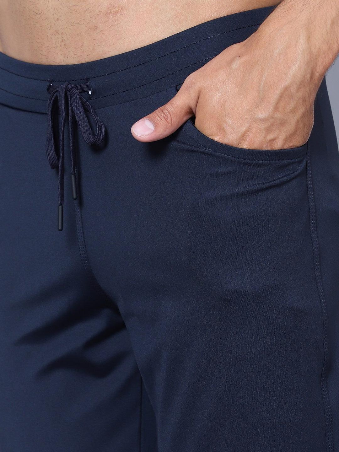Men Mid Rise Sports Navy Blue 554 Track Pants