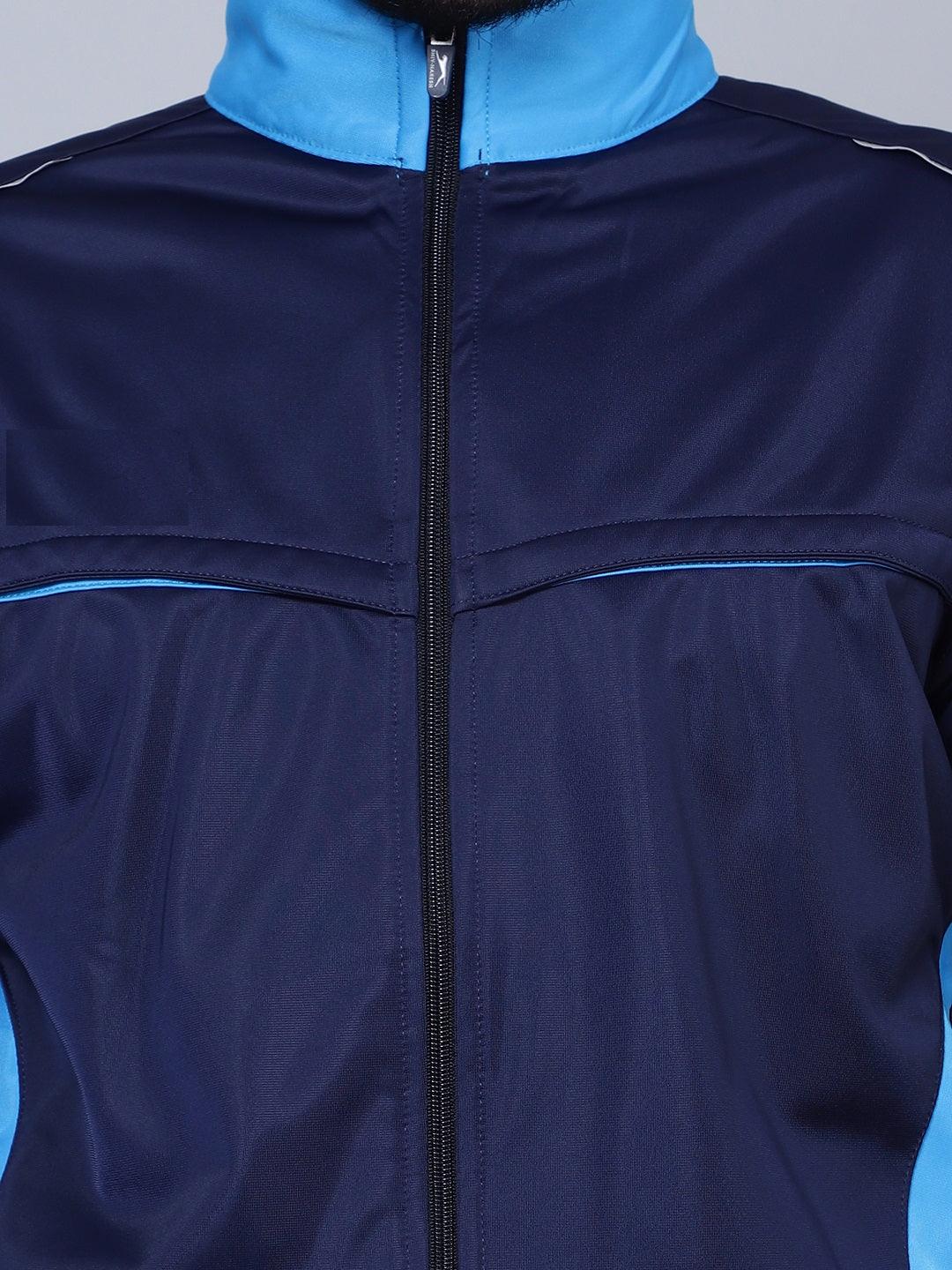 Men 422A D.BLUE/CYAN T.P Color blocked Navy Blue and Sky Blue Racer suit Tracksuit