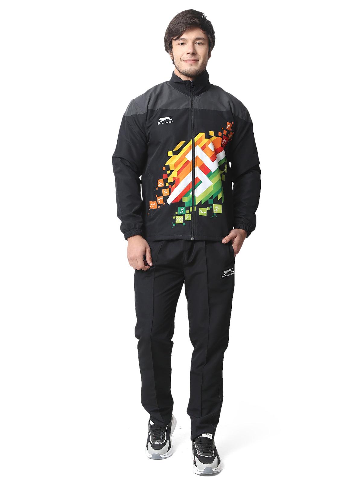 KHELO INDIA TRACKSUIT T.Z WITH INER MESH Black