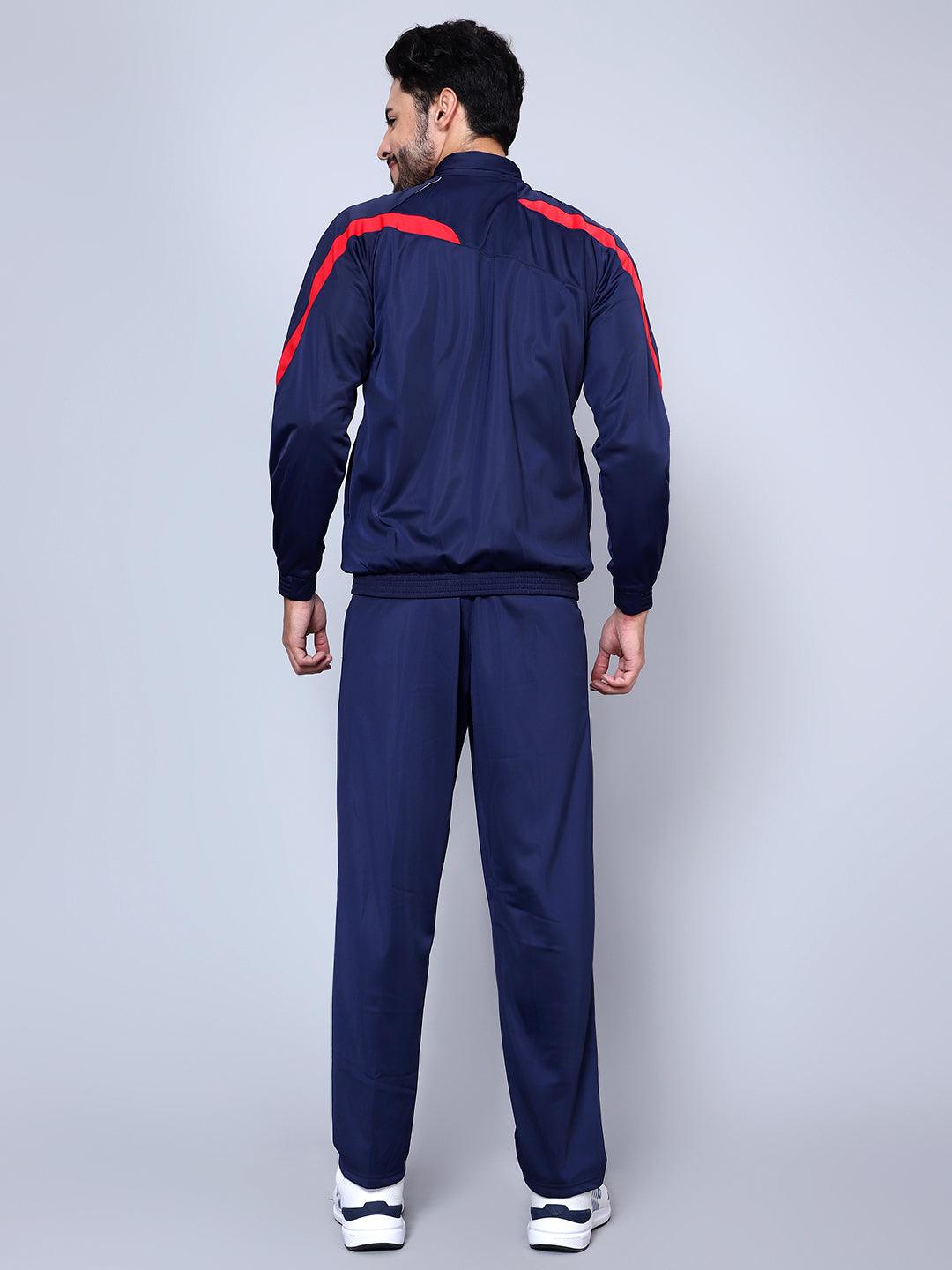 Men Color blocked 445A Navy Blue with Red Pipe Racer-suit 2.0 Tracksuit