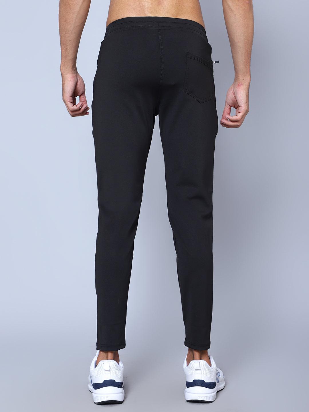 Men Mid Rise Sports Black Track Pants