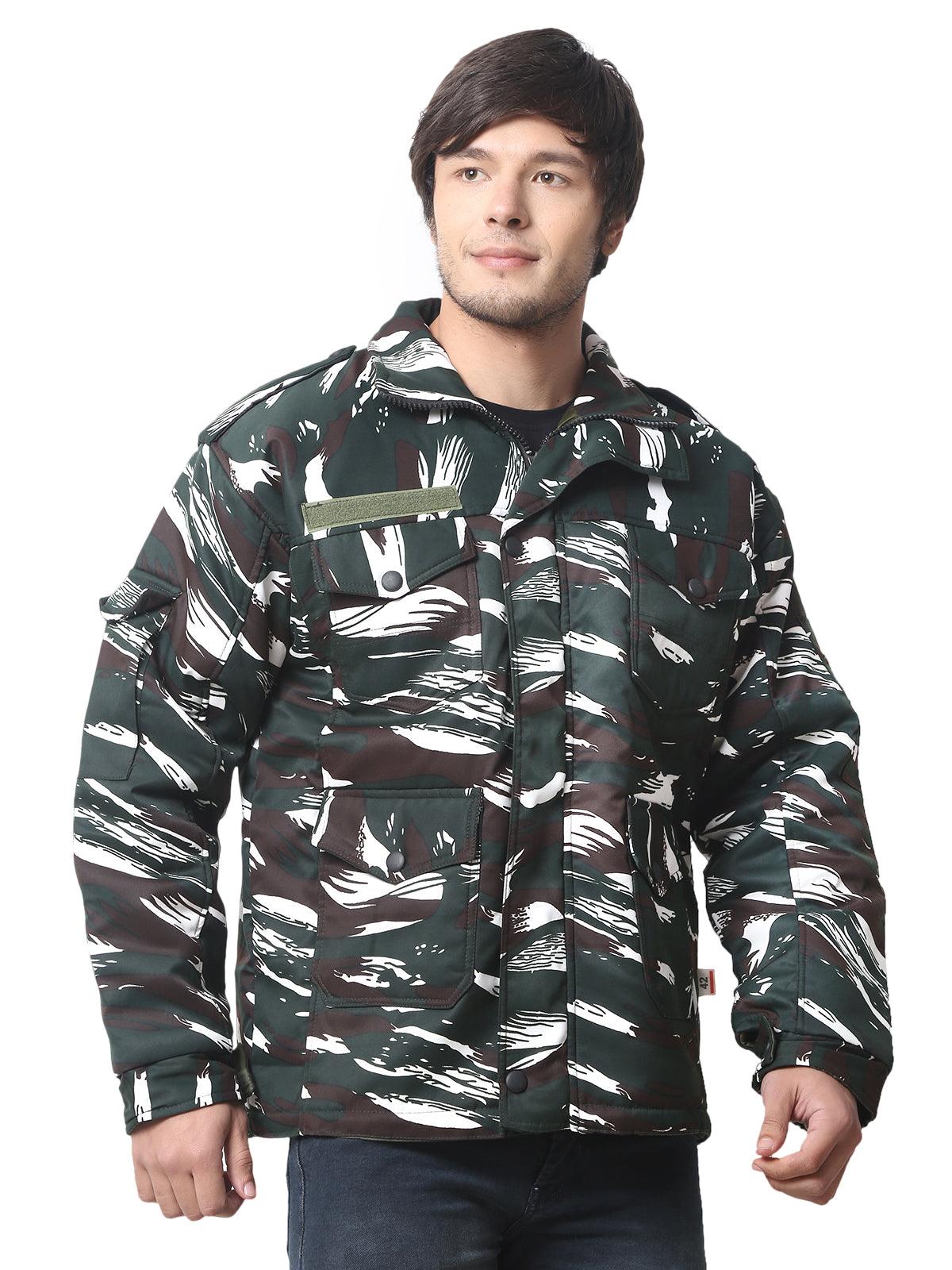 Trendzmy Men Camouflage Quilted Jacket CRPF