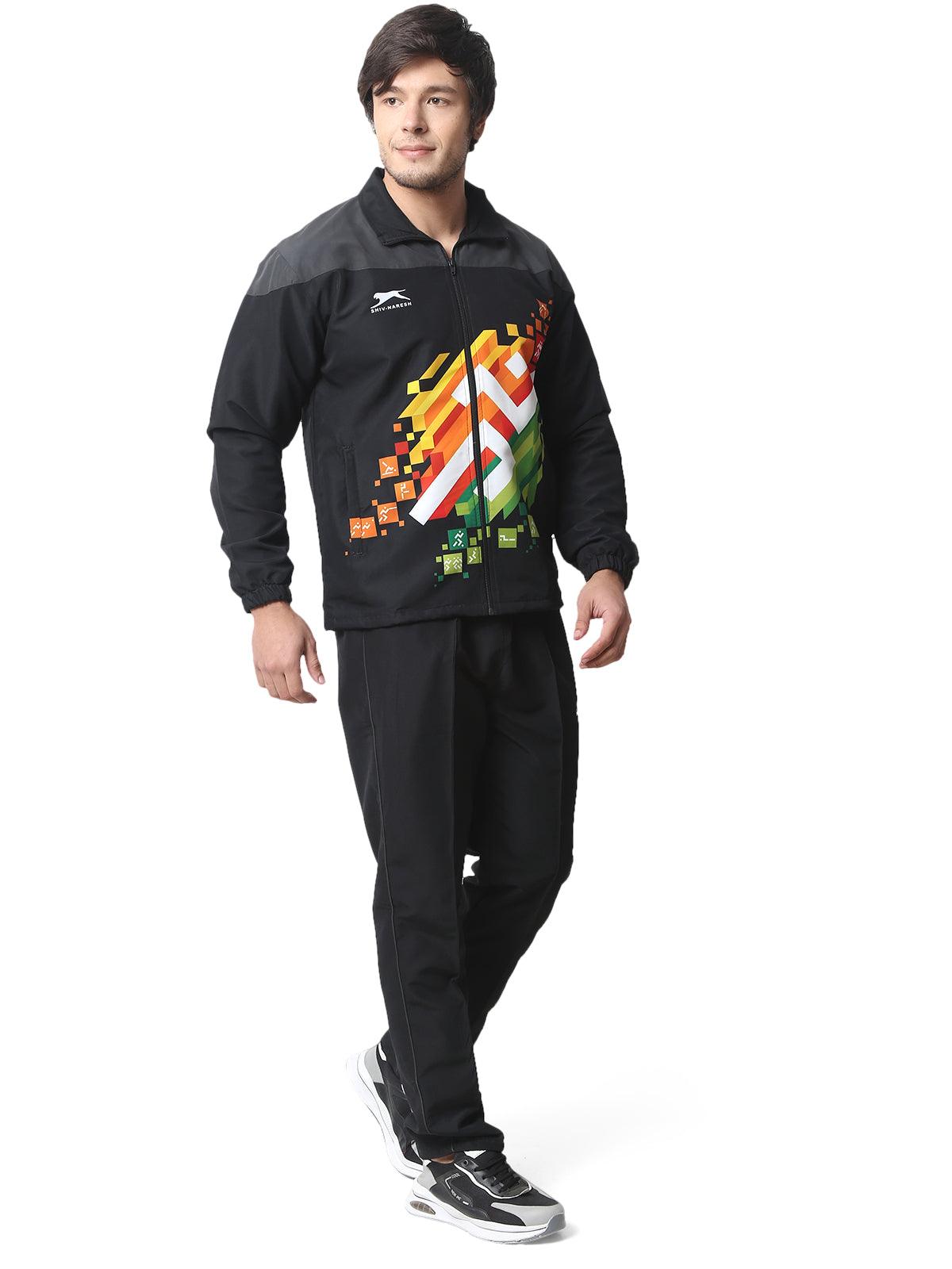 KHELO INDIA TRACKSUIT T.Z WITH INER MESH Black