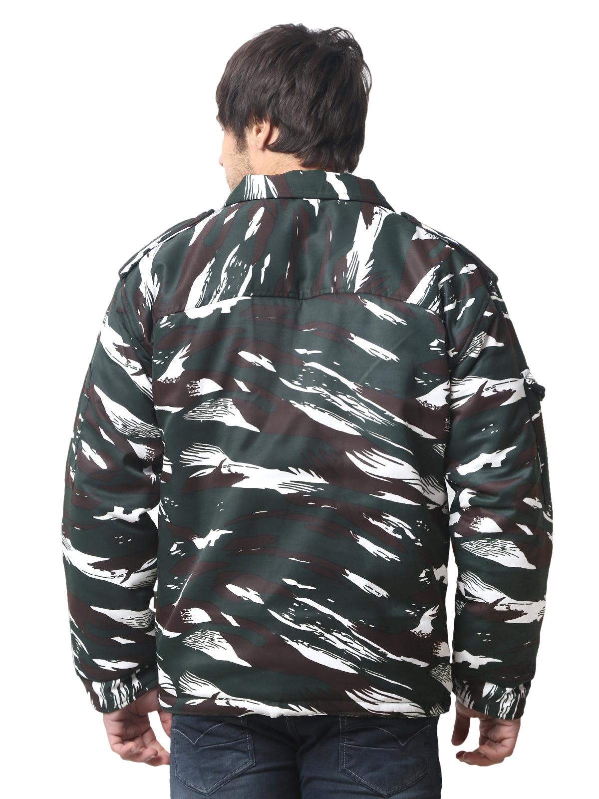 Trendzmy Men Camouflage Quilted Jacket CRPF