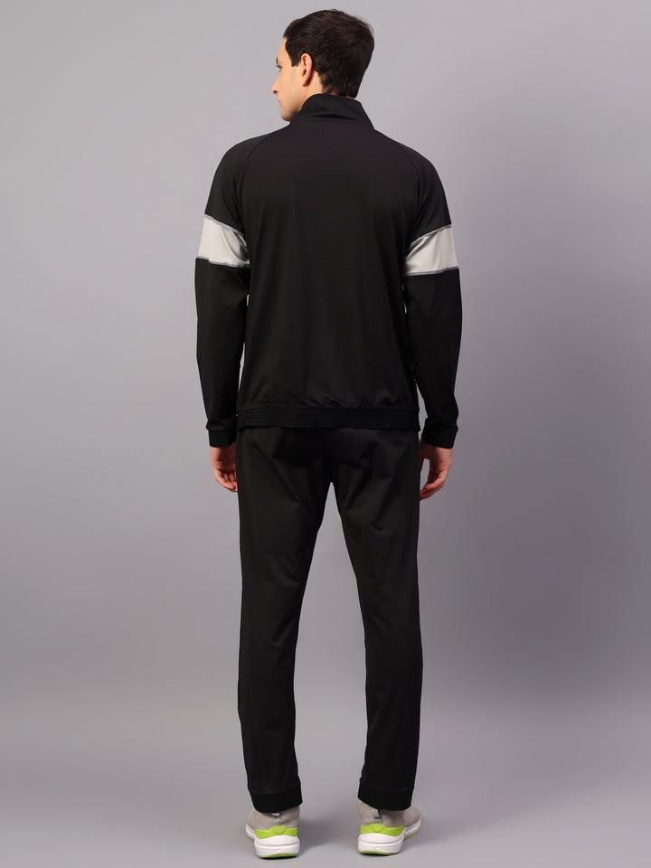 Shivnaresh Men's Tracksuit Interlock Lycra| Black Light Grey