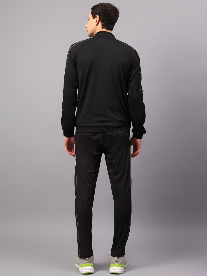 Shivnaresh Men's Tracksuit Interlock Lycra| Black Sage Green