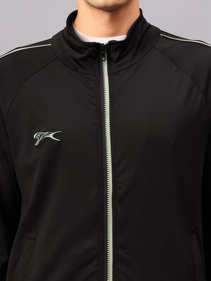 Shivnaresh Men's Tracksuit Interlock Lycra| Black Sage Green