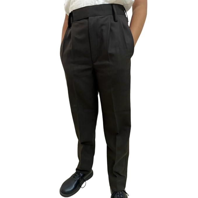 Trendzmy Full Pant - Elastic Waistband | Uniform Trousers for Boys and Girls Black