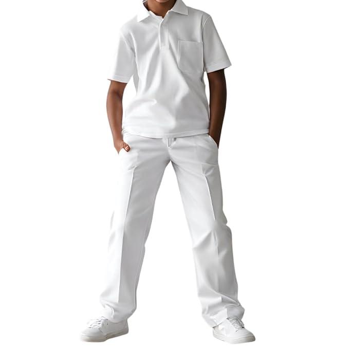 Trendzmy Full Pant - Elastic Waistband | Uniform Trousers for Boys and Girls White