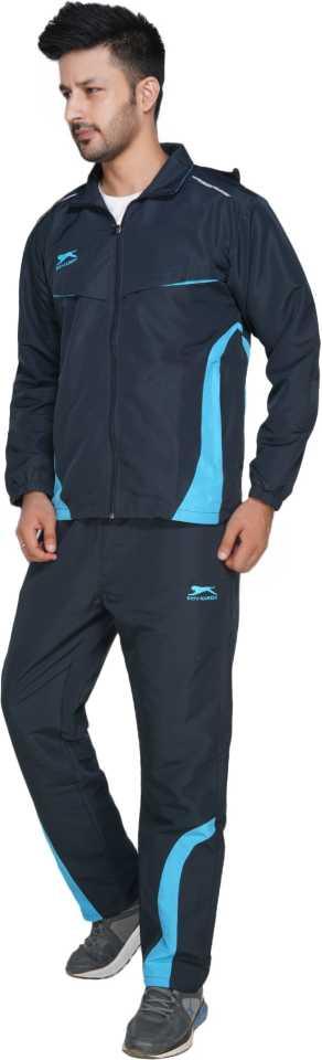 Shiv-Naresh Solid Men Navy Blue and Sky Blue 422 TZ Track Suit