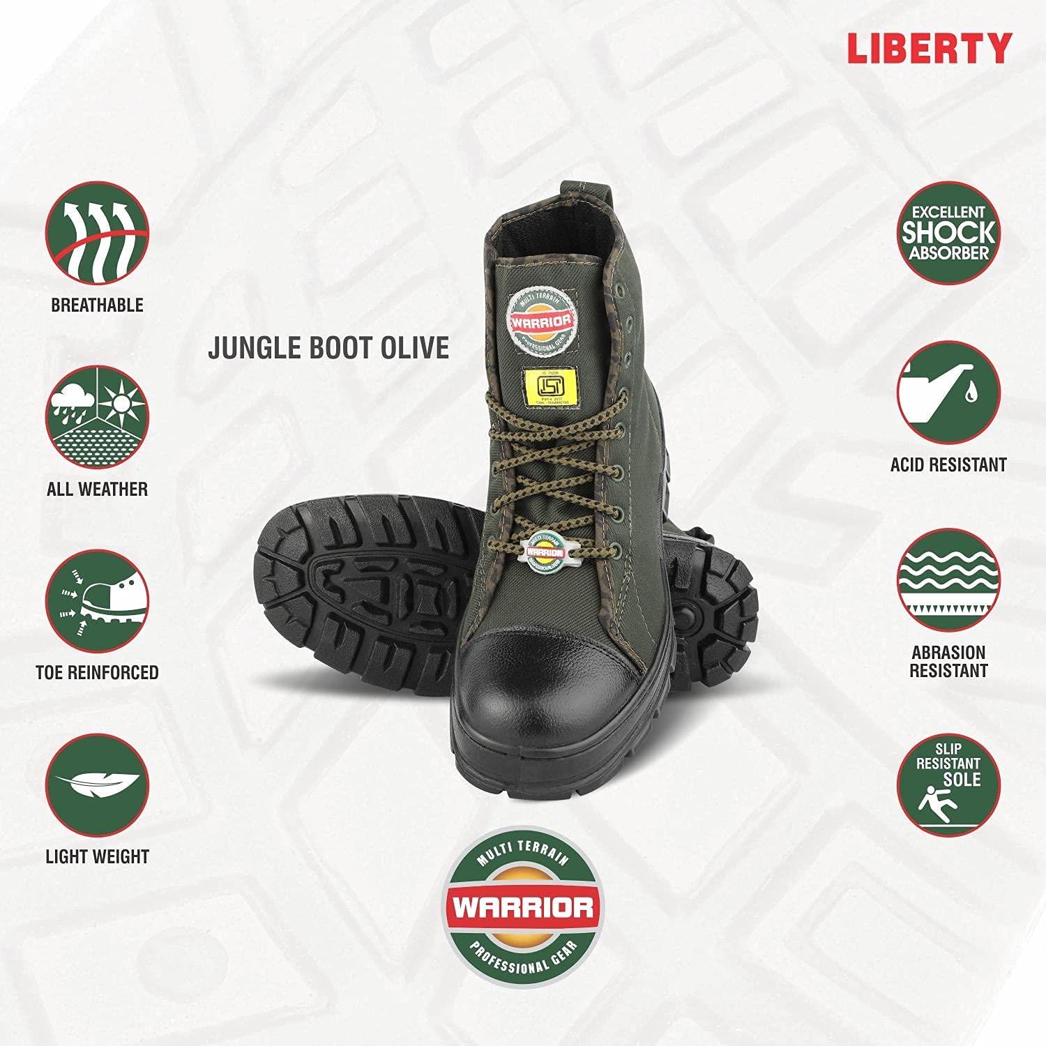 Liberty Warrior 88-46HSTG Jungle Boot for Men, Soft Toe, Olive Green & Black, Sizes-5UK-11UK