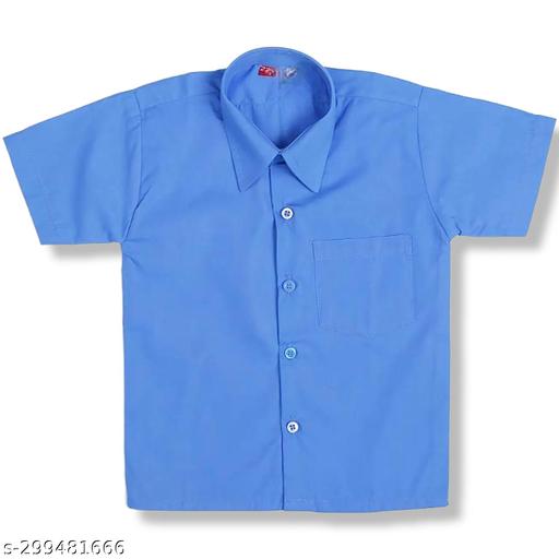 Unisex Blue Cotton School Shirt with Half Sleeves – Classic Fit