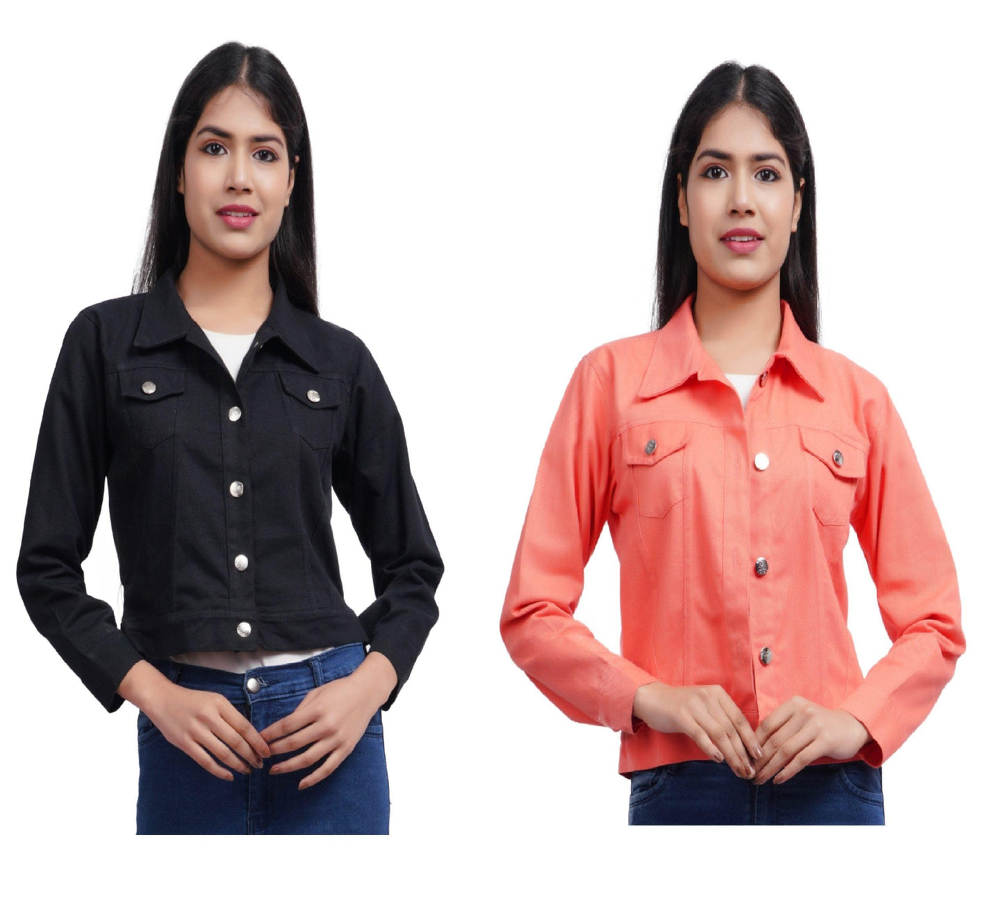 Trendzmy Full Sleeve Black And Peach Solid Women Jacket XXXL