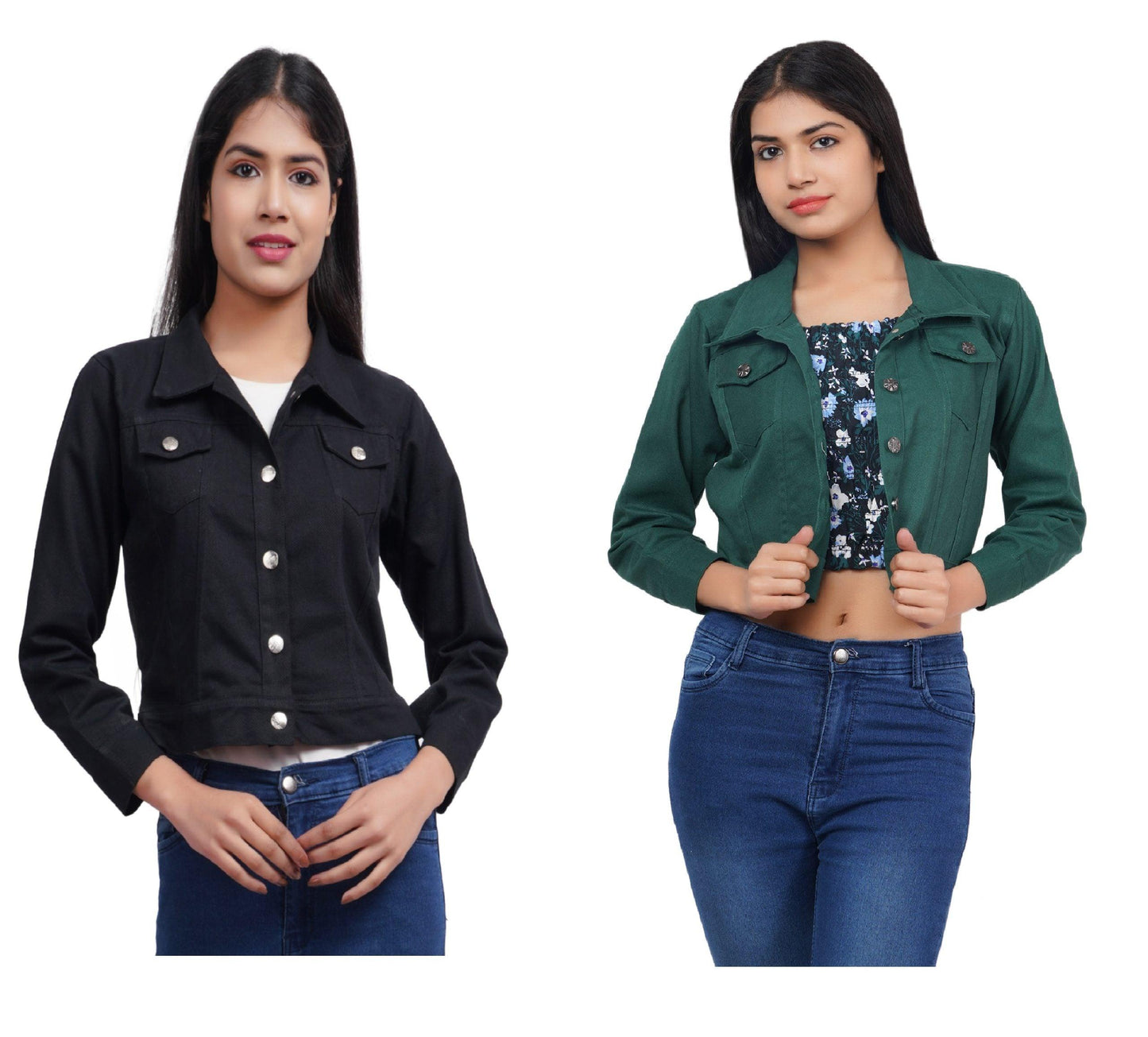 Trendzmy Full Sleeve Black Mungia Green Solid Women Jacket XXXL