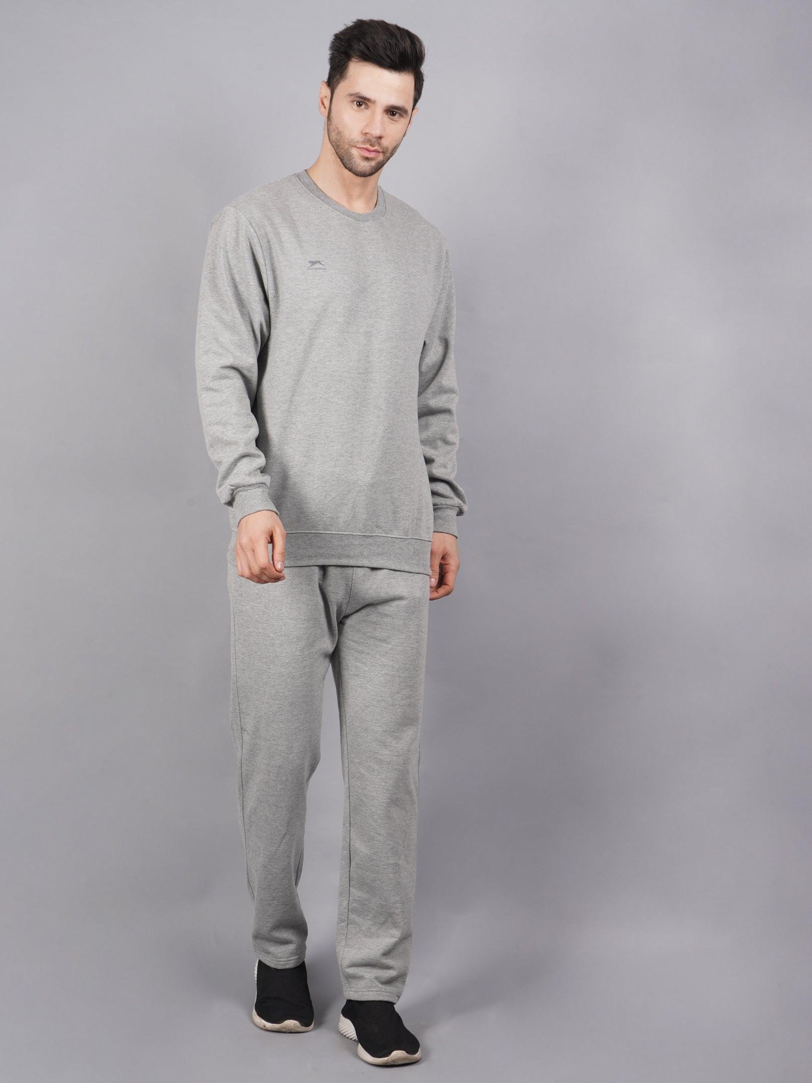 WOOL Grey Full Sleeves Round Neck Men Top – Pyjama Set Thermal