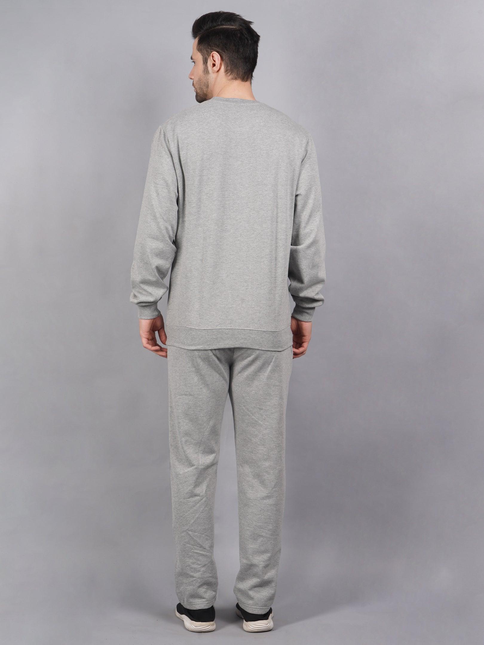 WOOL Grey Full Sleeves Round Neck Men Top – Pyjama Set Thermal