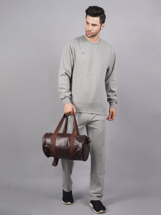 WOOL Grey Full Sleeves Round Neck Men Top – Pyjama Set Thermal XXL