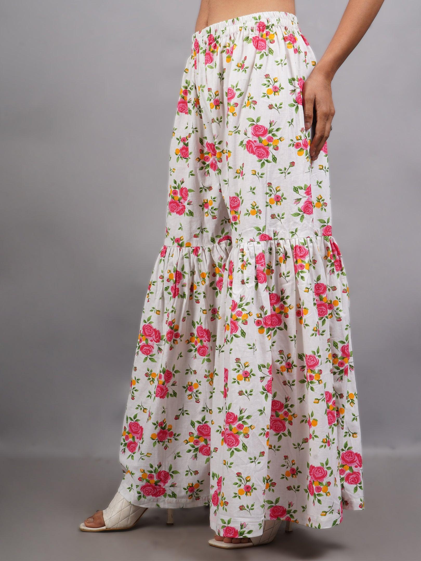 Trendzmy Women Pink Sharara Pure Cotton