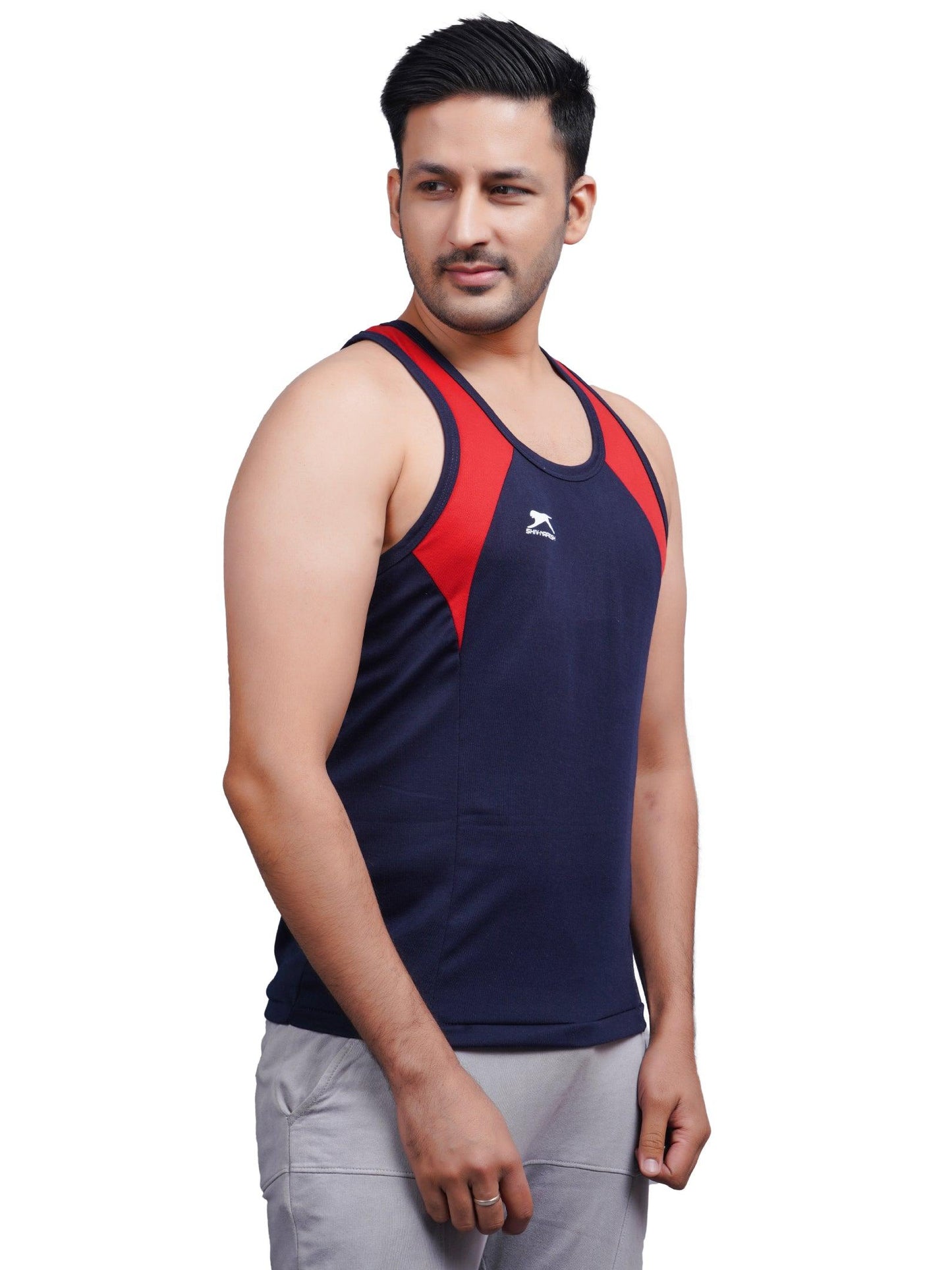 SHIV-NARESH Solid Men Cotton Red And Grey Blend Vest (Pack Of 2)