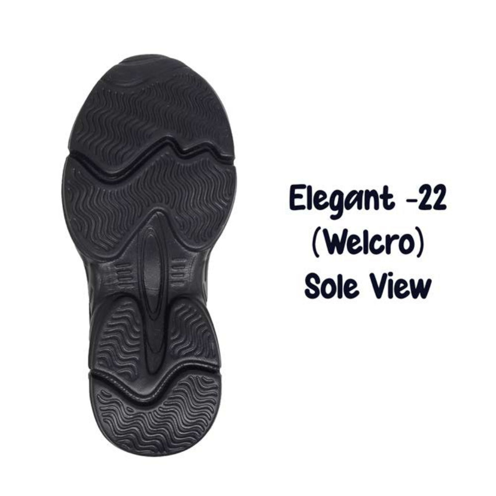 ASIAN School Shoes Unisex Elegant 22 Black and Red Welcro Shoes