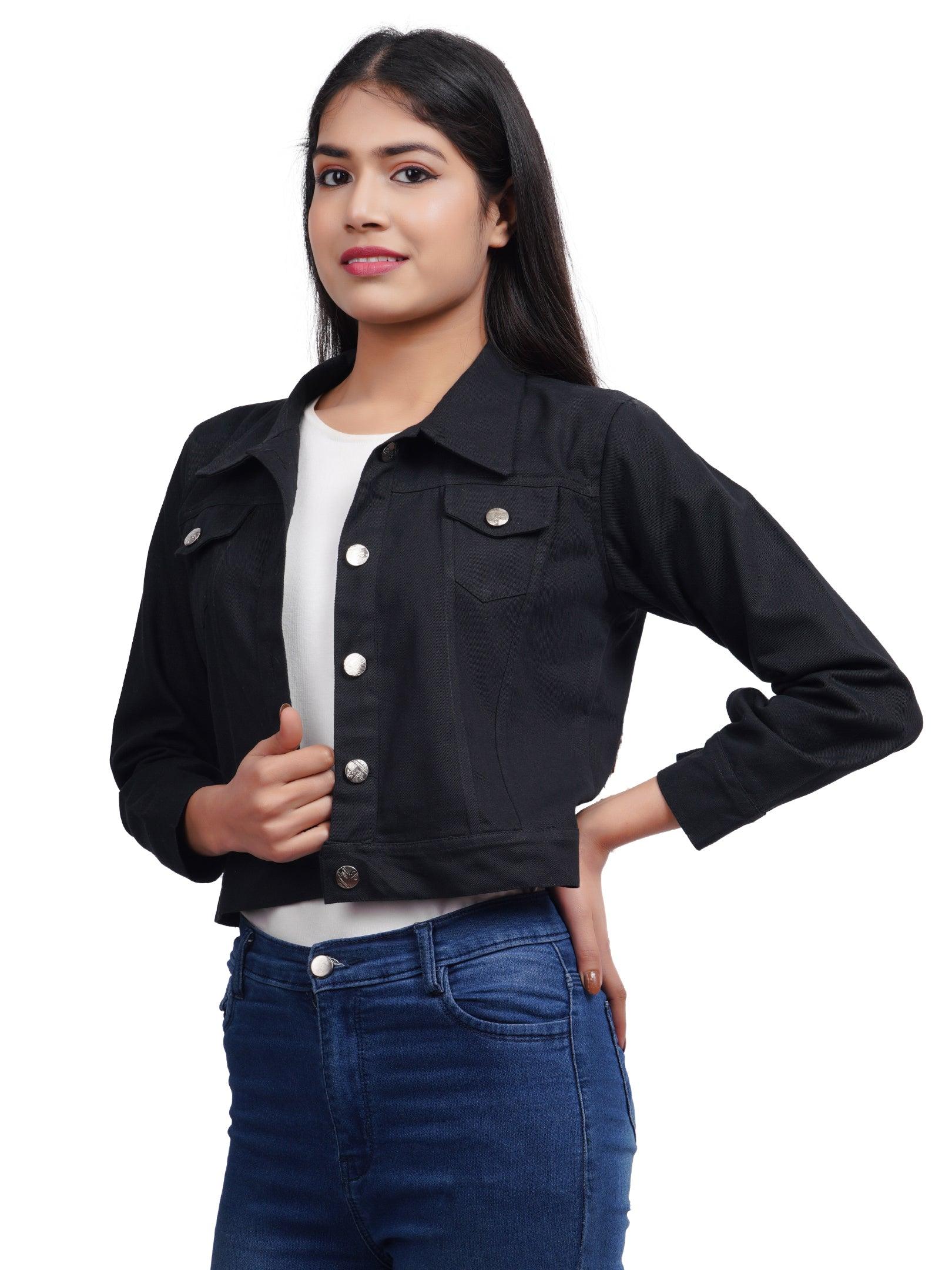 Trendzmy Full Sleeve Black Solid Women Jacket