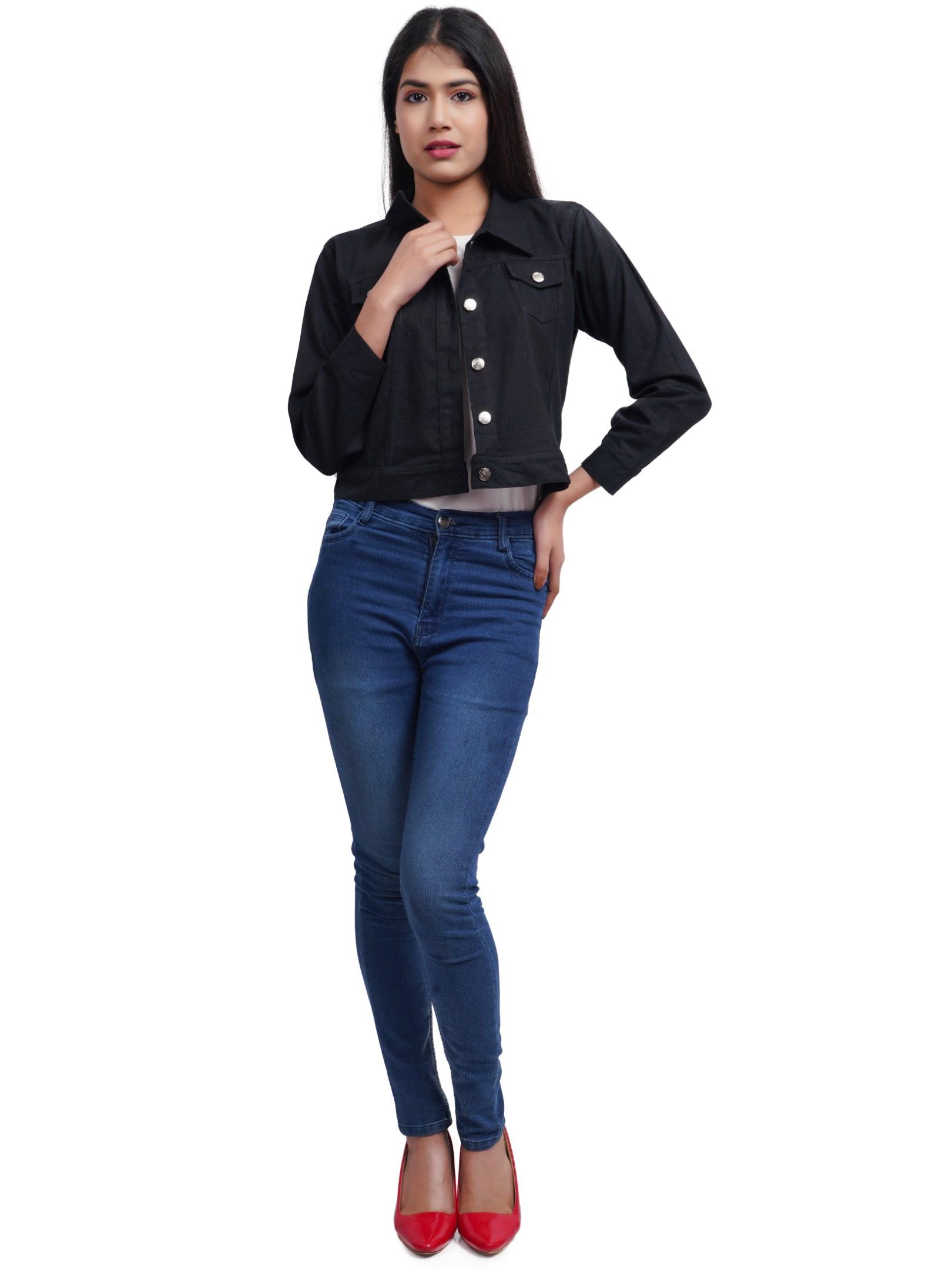 Trendzmy Full Sleeve Black Solid Women Jacket