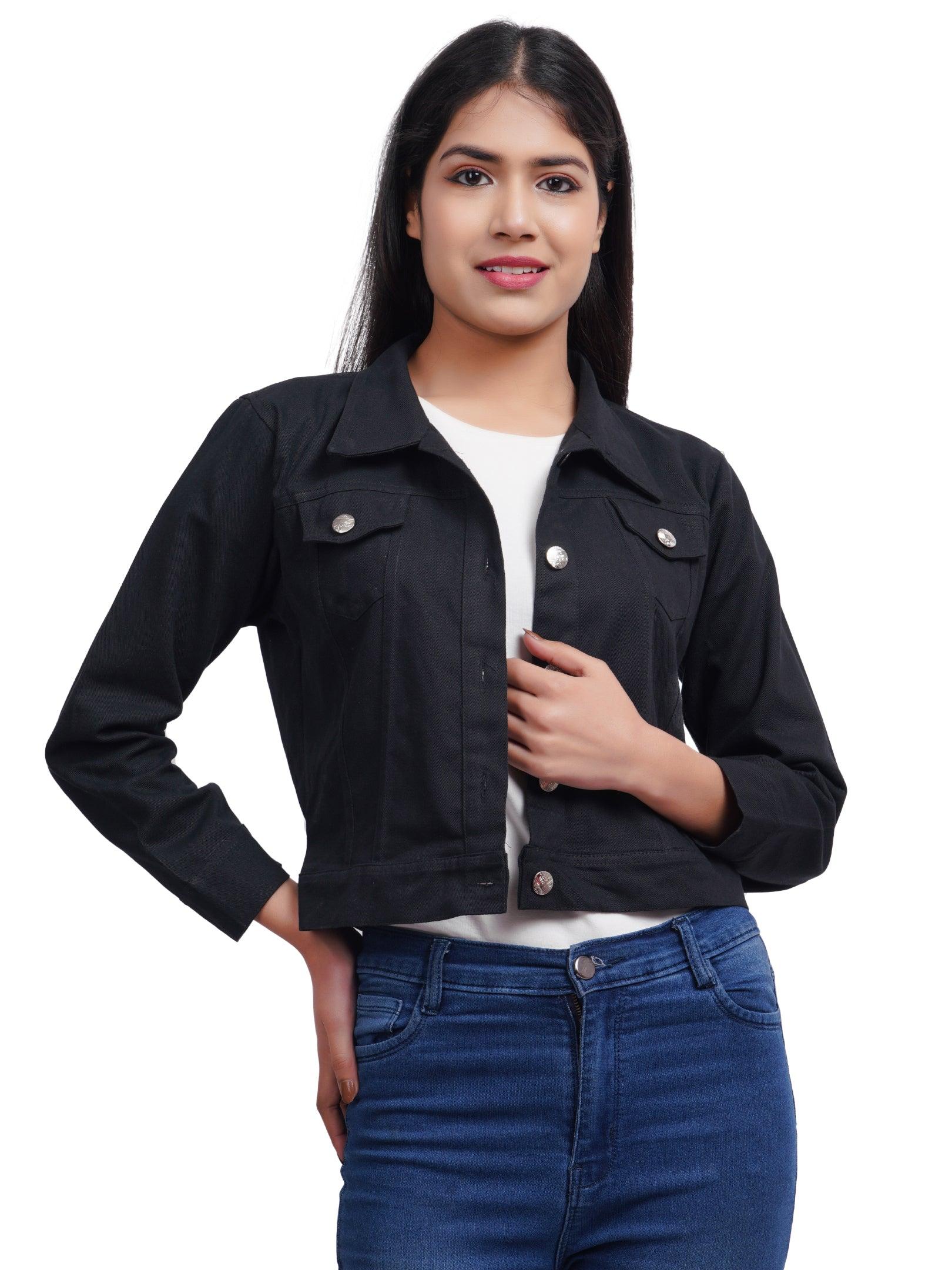 Trendzmy Full Sleeve Black Solid Women Jacket
