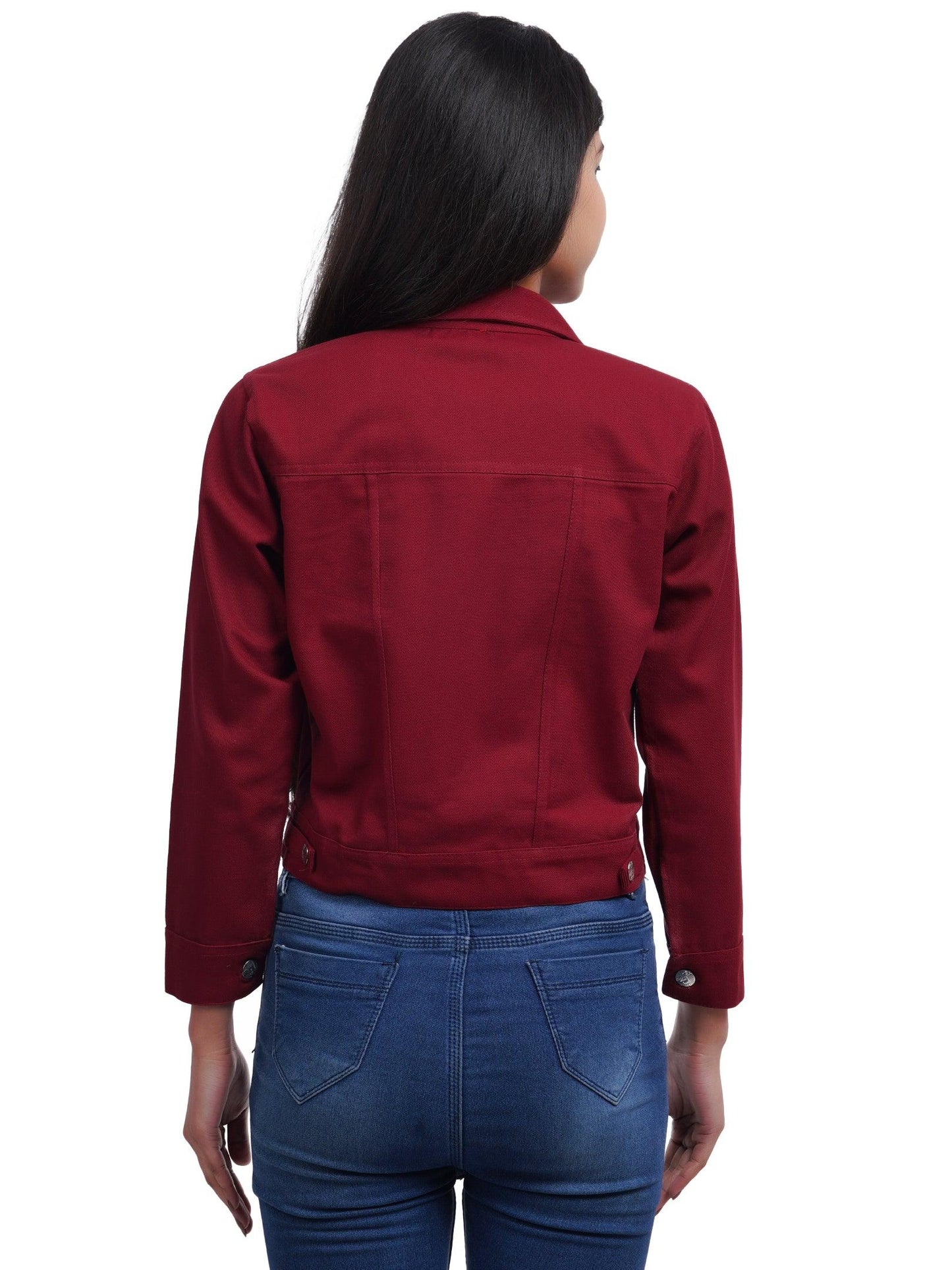 Trendzmy Full Sleeve Maroon Solid Women Jacket