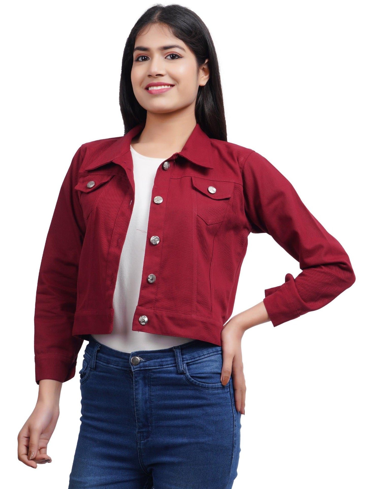 Trendzmy Full Sleeve Maroon And Mungia Green Solid Women Jacket