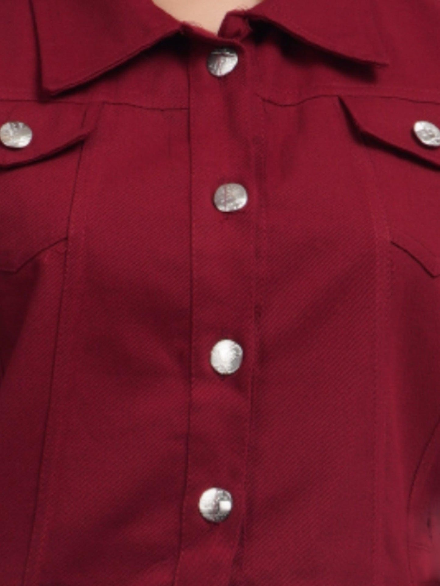 Trendzmy Full Sleeve Maroon Solid Women Jacket