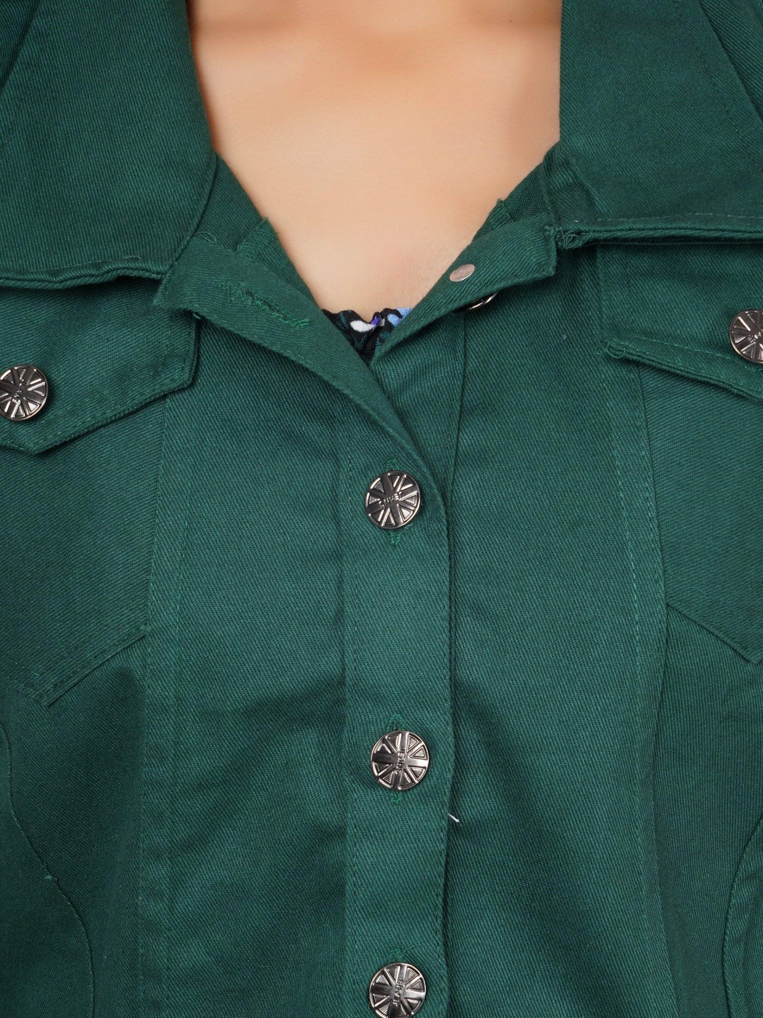 Trendzmy Full Sleeve Blue And Mungia Green Solid Women Jacket