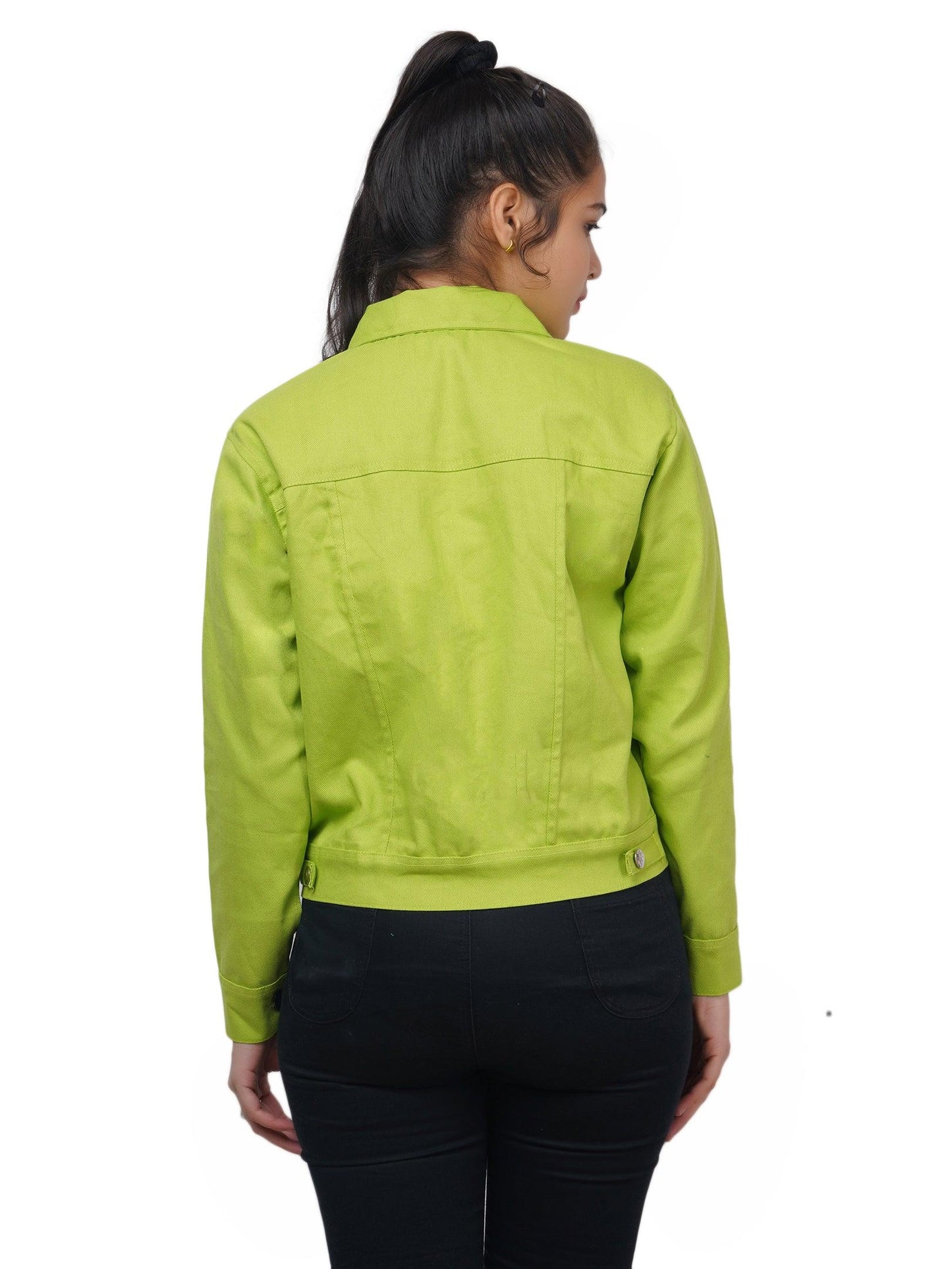 Trendzmy Full Sleeve Parrot Green Solid Women Jacket