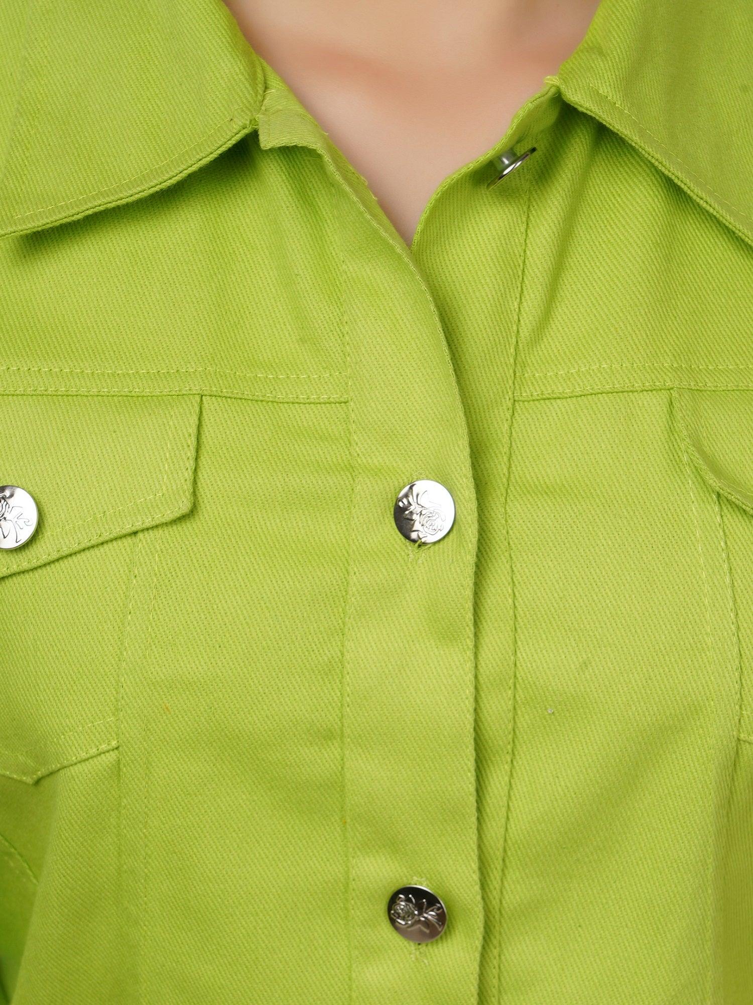 Trendzmy Full Sleeve Yellow And Perrot Green Solid Women Jacket