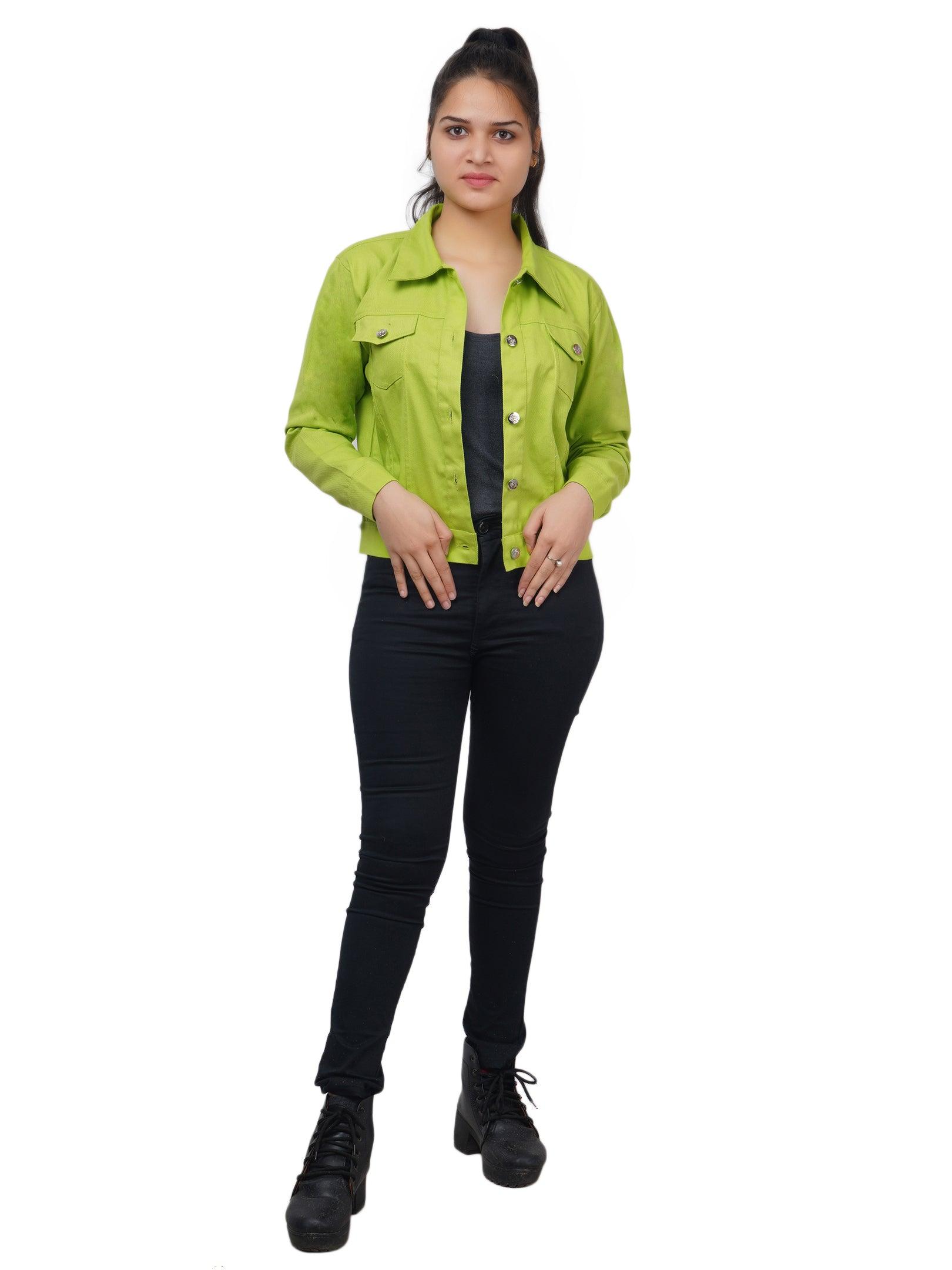 Trendzmy Full Sleeve Pink And Perrot Green Solid Women Jacket