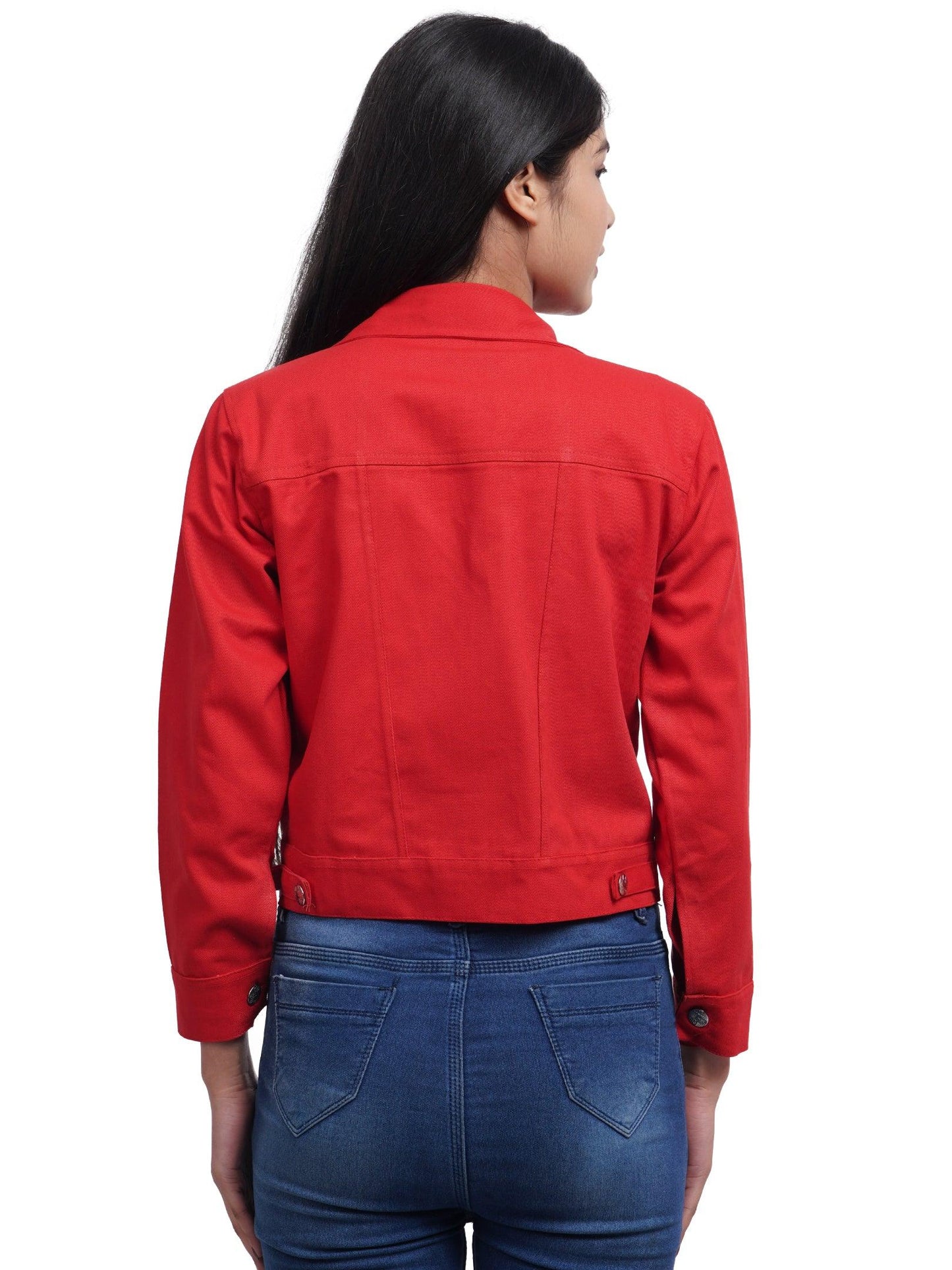 Trendzmy Full Sleeve Pink And Red Solid Women Jacket