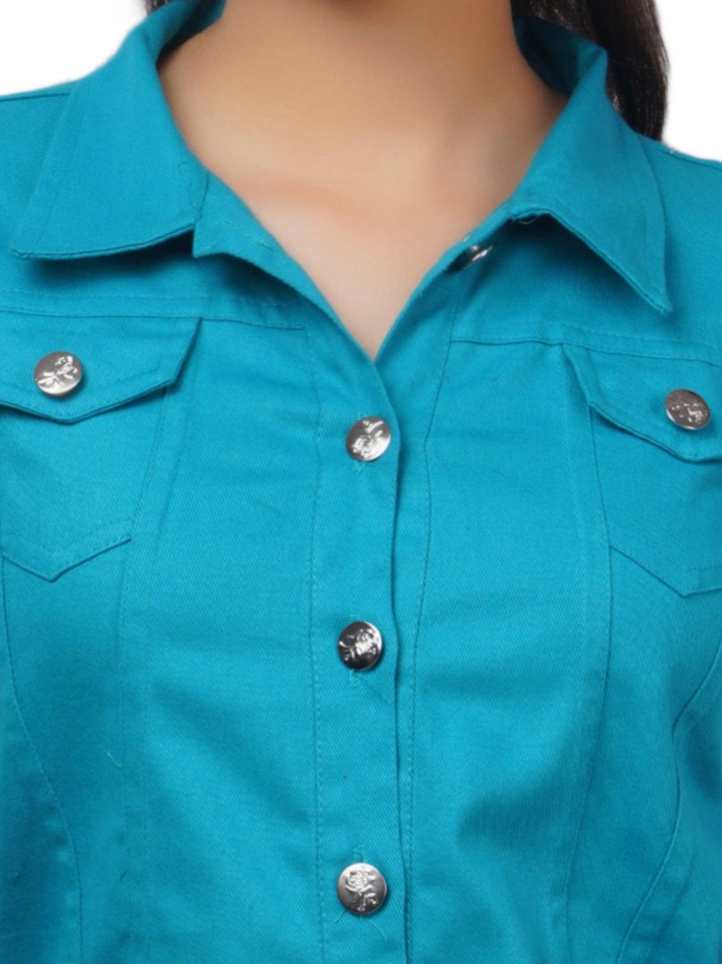 Trendzmy Full Sleeve Maroon And Sky Blue Solid Women Jacket