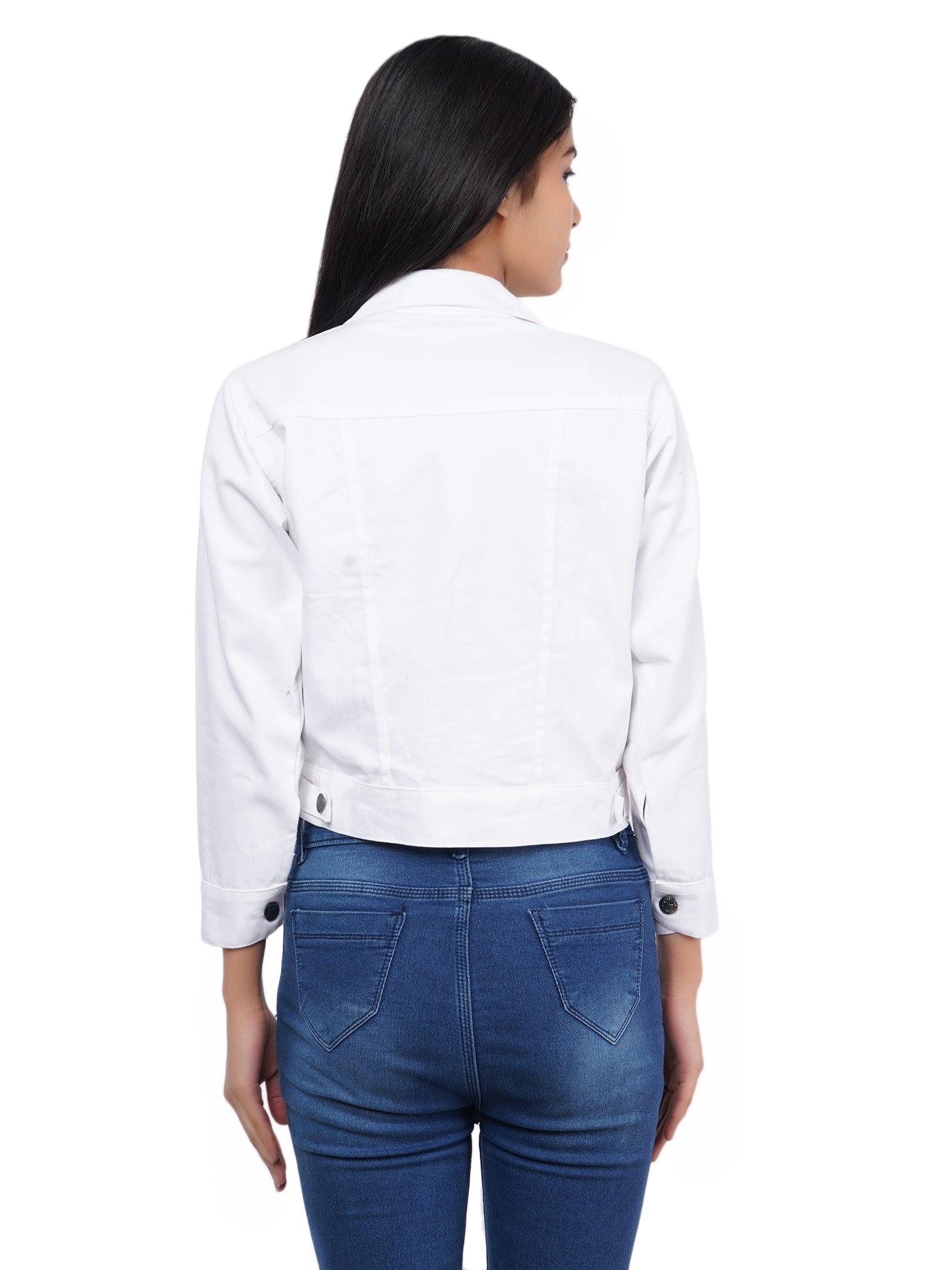 Trendzmy Full Sleeve White Solid Women Jacket