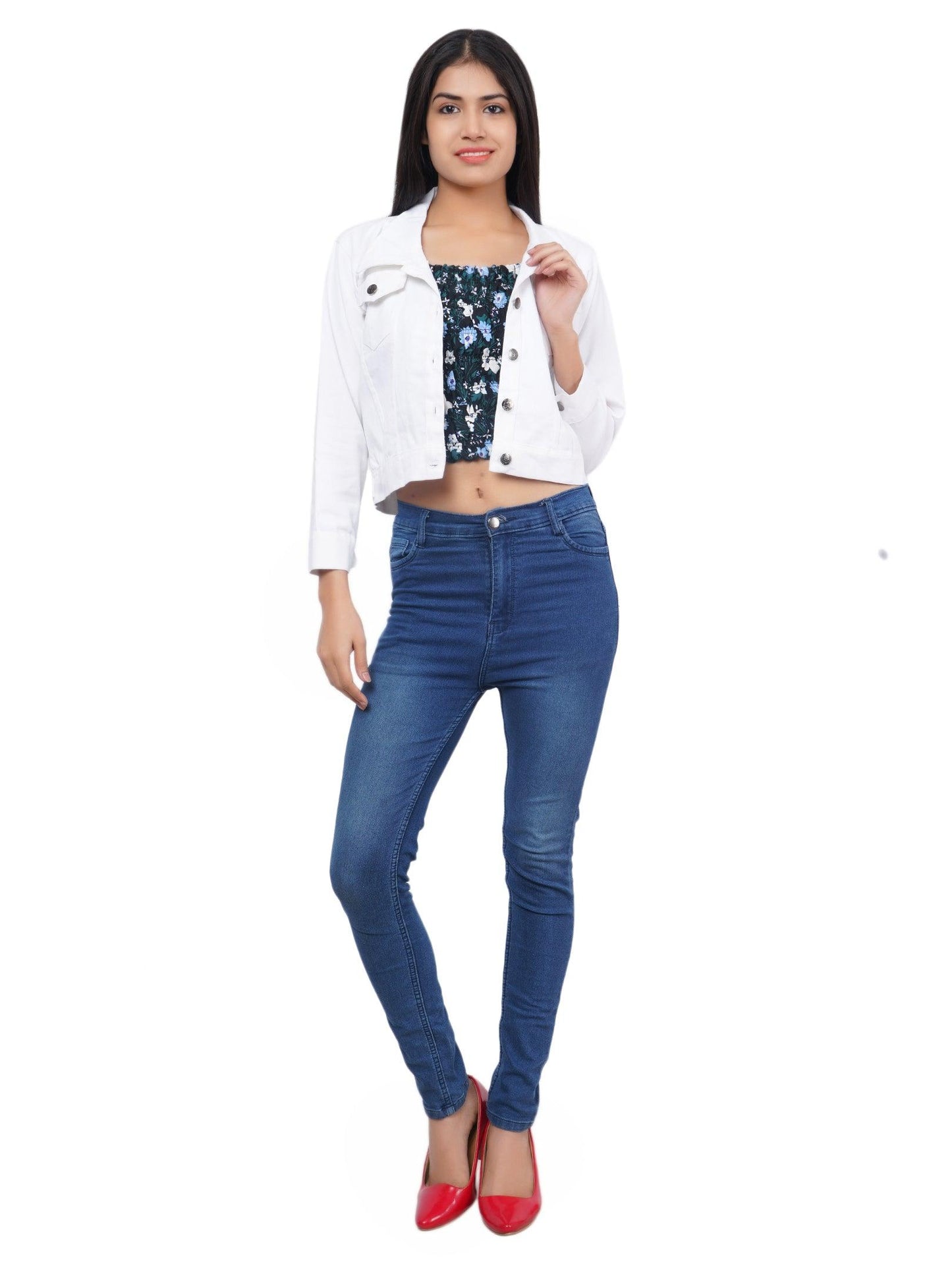 Trendzmy Full Sleeve Yellow And White Solid Women Jacket