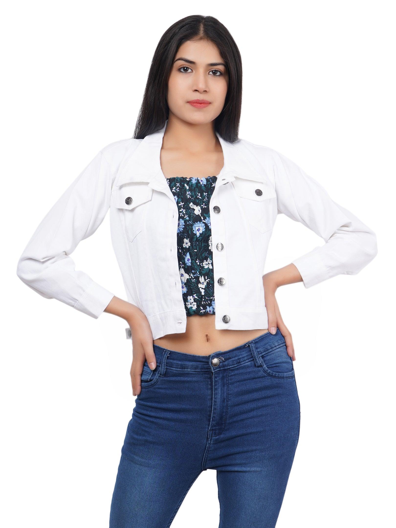 Trendzmy Full Sleeve Perrot Green And White Solid Women Jacket