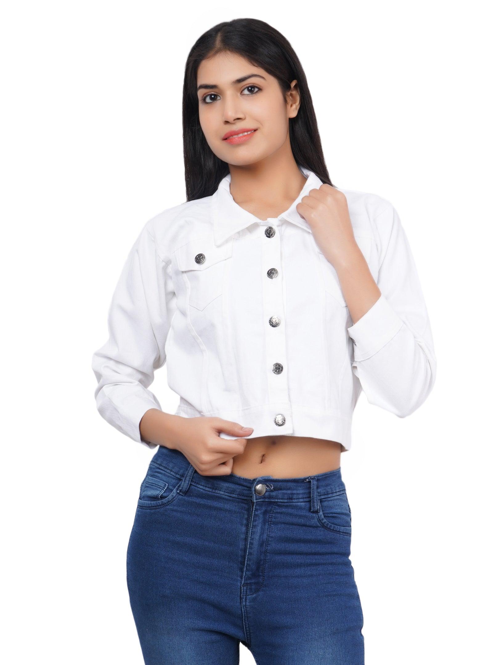 Trendzmy Full Sleeve Mungia Green White Solid Women Jacket