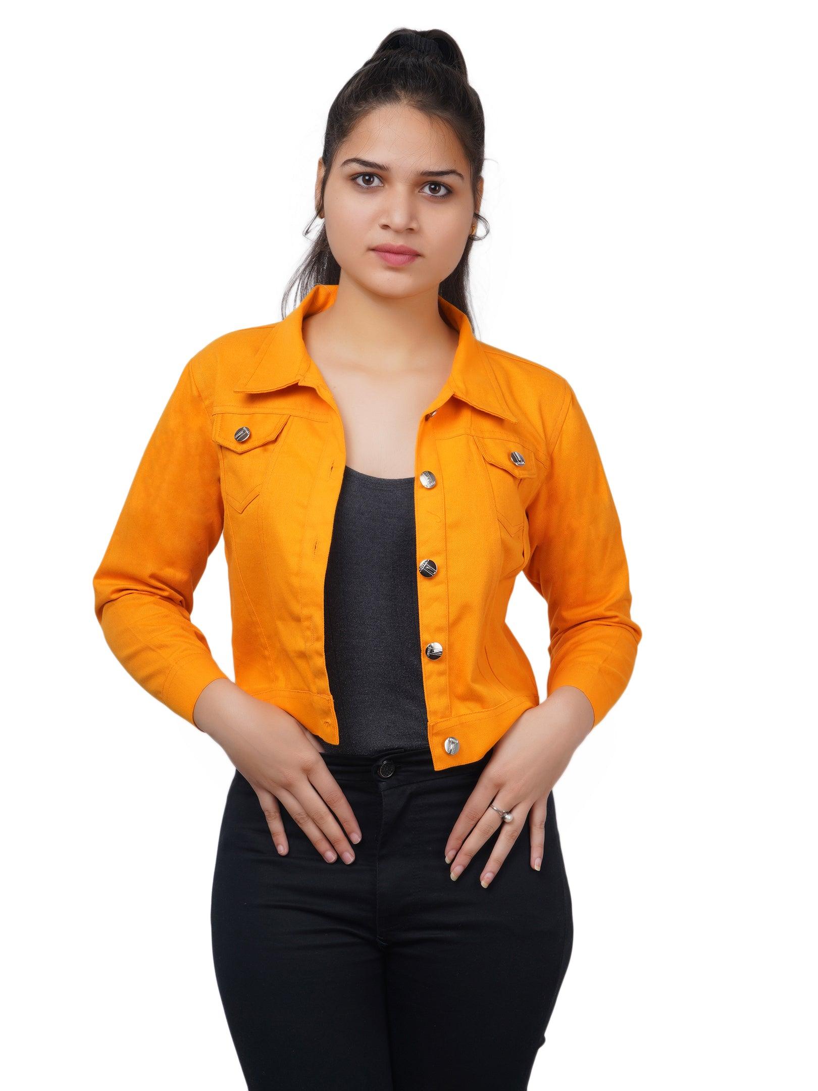 Trendzmy Full Sleeve Red And Yellow Solid Women Jacket