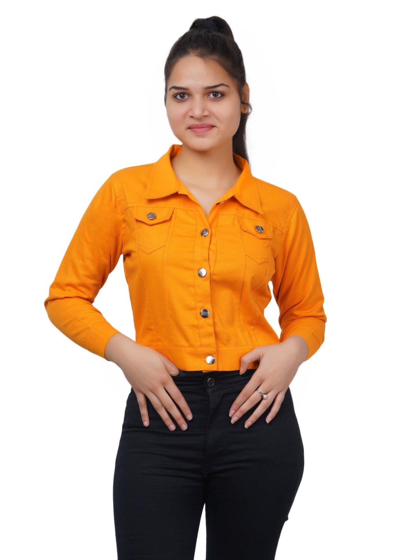 Trendzmy Full Sleeve Yellow Solid Women Jacket