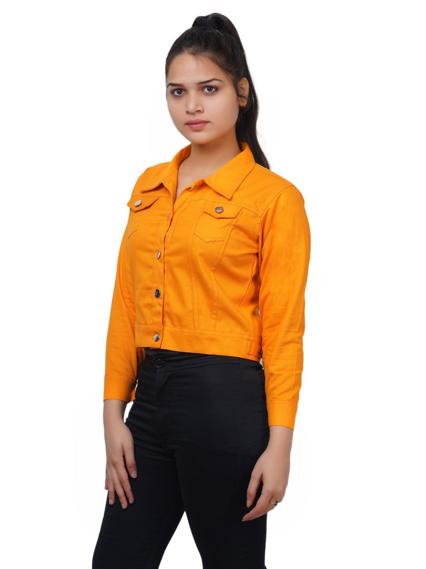 Trendzmy Full Sleeve Yellow Solid Women Jacket