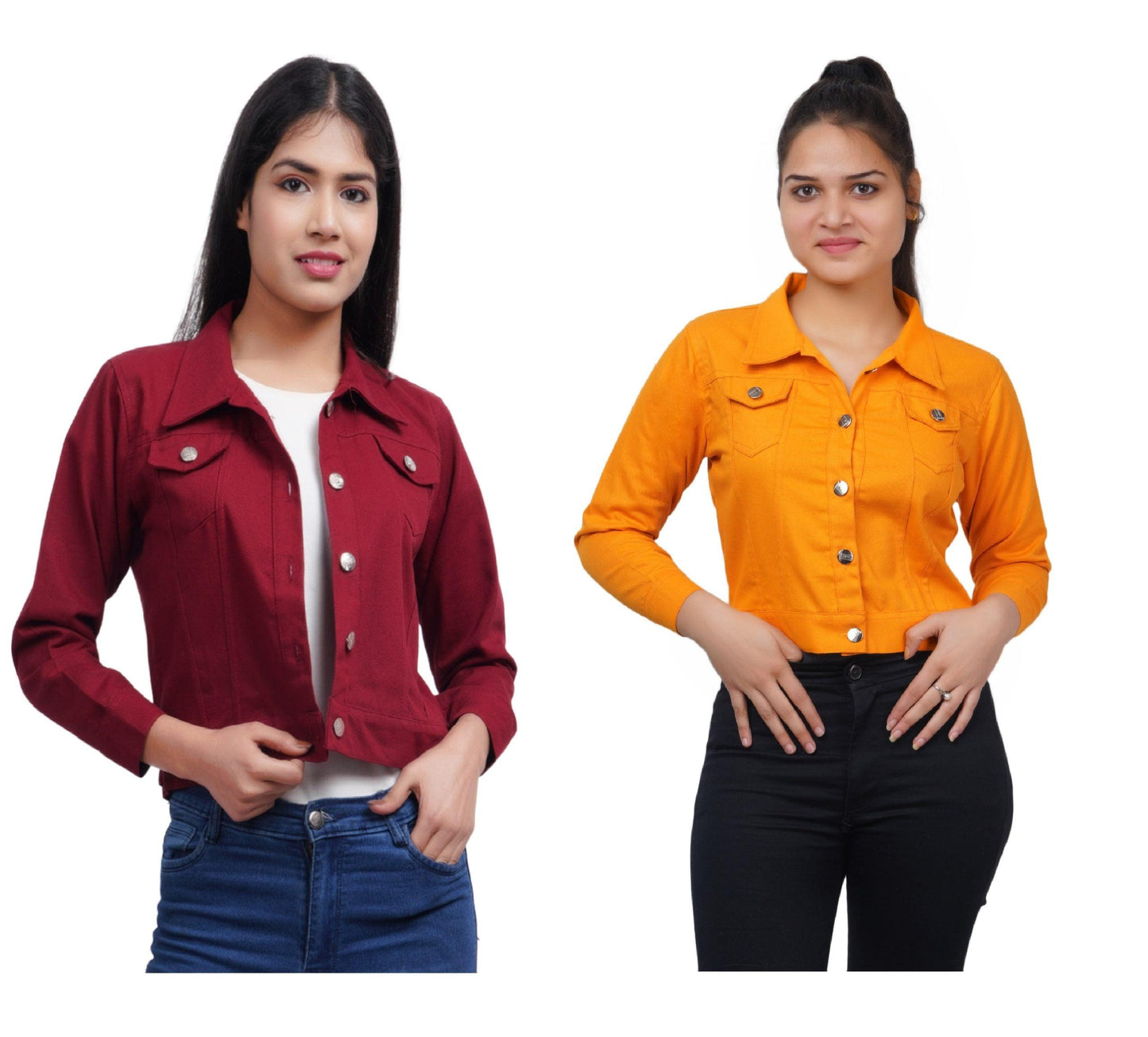 Trendzmy Full Sleeve Maroon And Yellow Solid Women Jacket XXXL