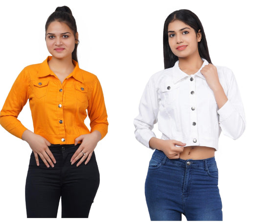 Trendzmy Full Sleeve Yellow And White Solid Women Jacket XXXL