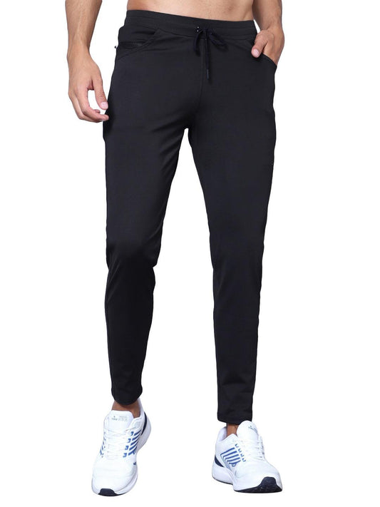 Men Mid Rise Sports Black Track Pants XXL